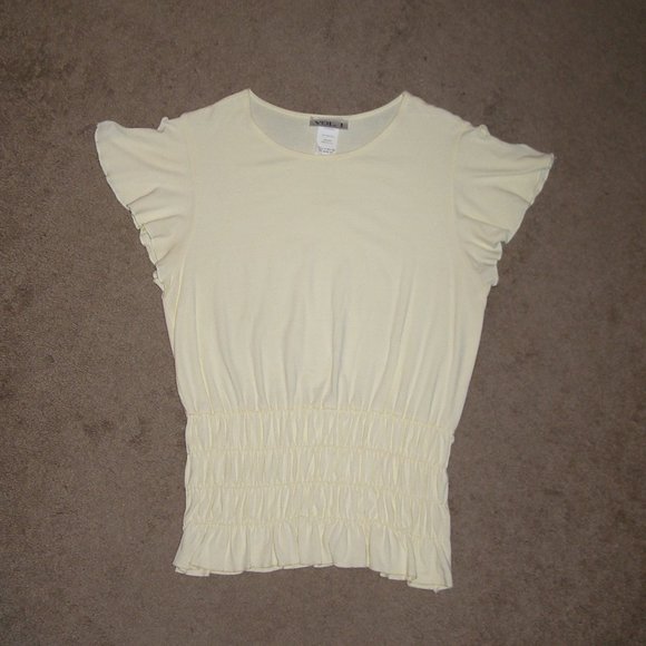 Size M/L Vol. 1 brand Light Yellow Stretchy Top MADE IN USA - Picture 3 of 8